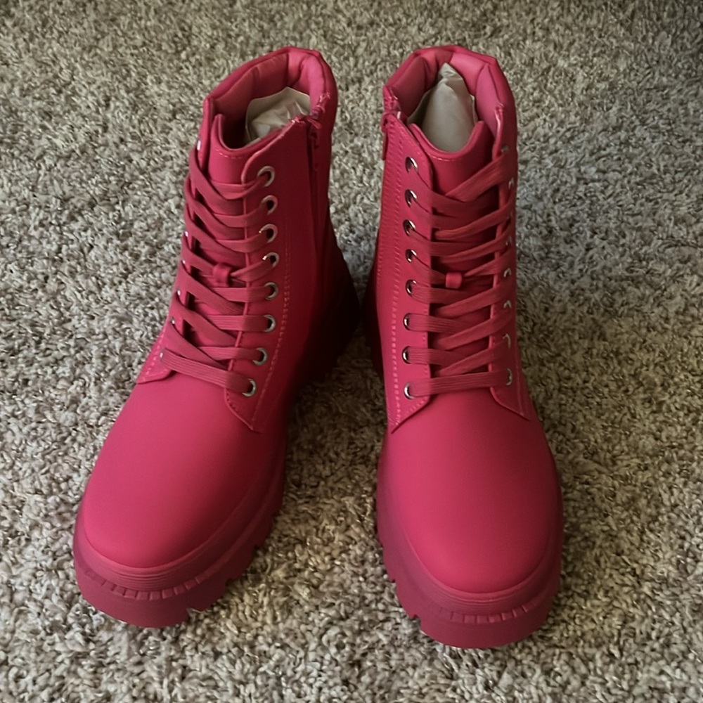 NWOT Pink Combat Boots